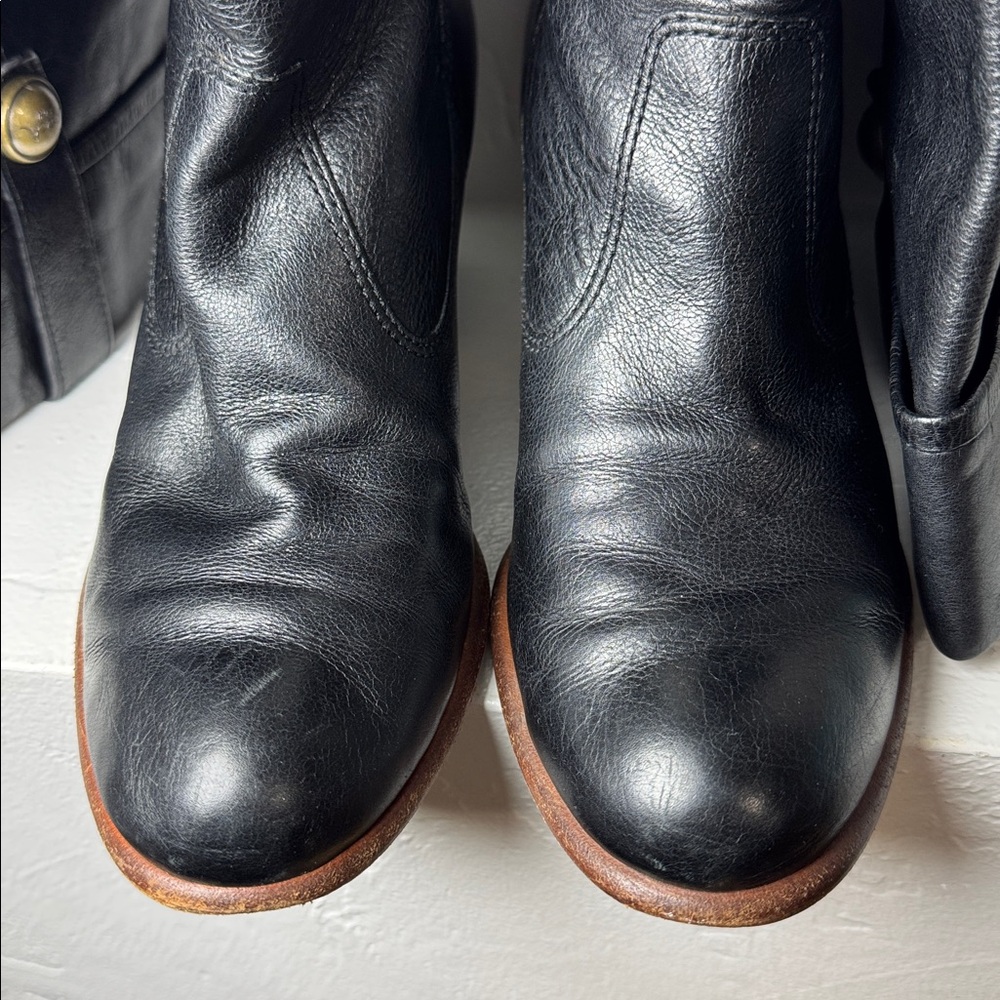 Coach Fayth black leather knee-high heeled boots 9 - Picture 14 of 14